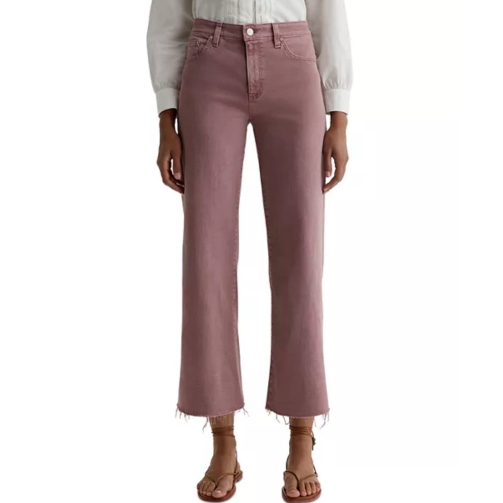 AG Adriano Goldschmied Saige Cropped Wide Leg Jeans Sulfur Dusty Mauve Size 30